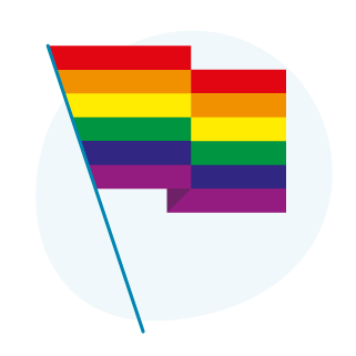 An icon of a rainbow flag.