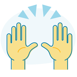 An icon of a pair of hands held up in the air.