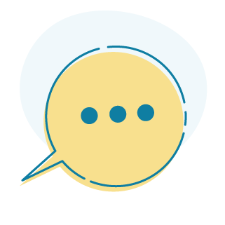 An icon of a speech bubble containing three dots to signify an incoming message.