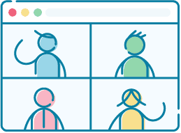 A screen showing four people in a video call